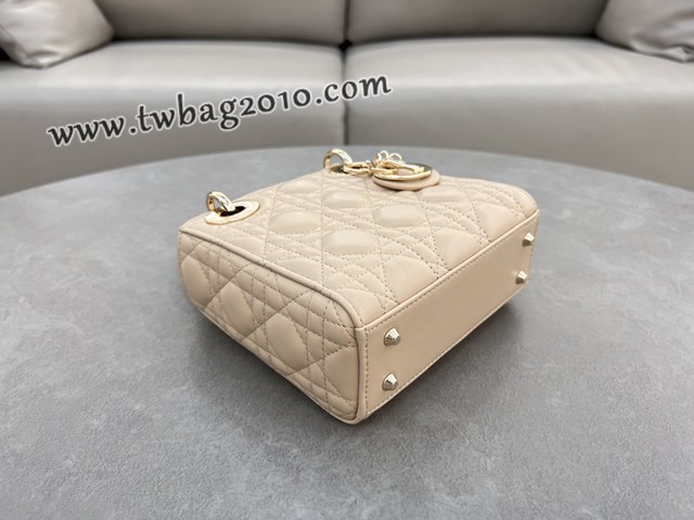 Dior专柜新款Lady女包迪奥高仿原单三格羊皮焦糖米色Classic Lady戴妃包 djfk1285